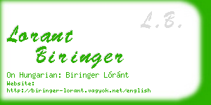lorant biringer business card
